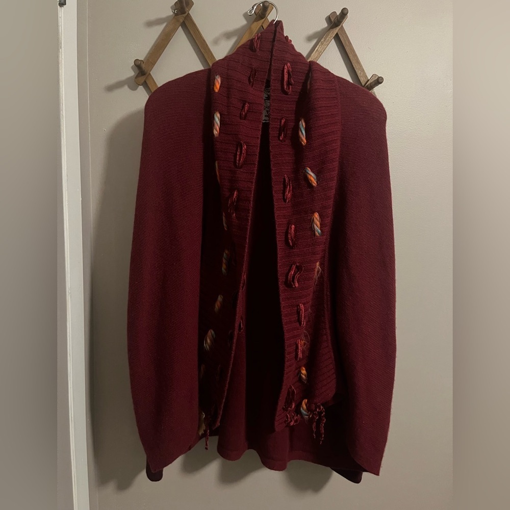 Lilith Garden small shop upcycled clothing maroon cardigan wool and Cashmere M
